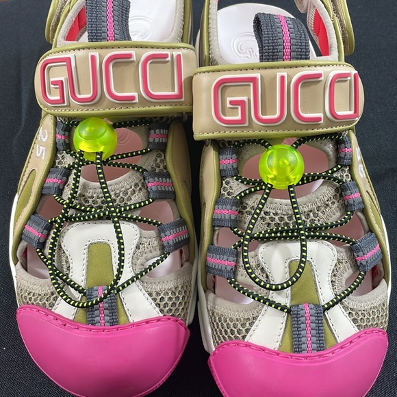 Mesh Fabric Tinsel Sport Sandals 6 Gucci - Picture 8 of 8